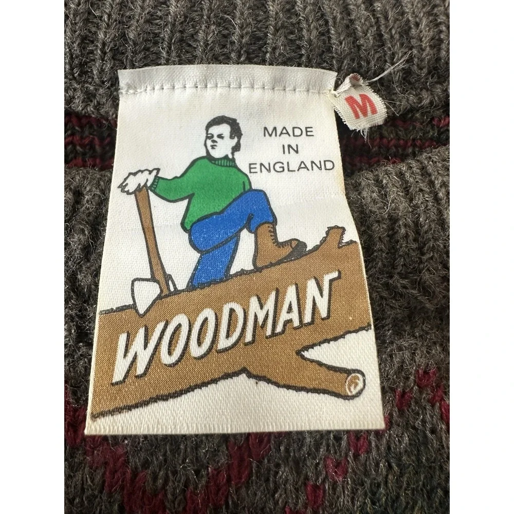 Vintage Woodman's‎ Men's Medium Sweater Wool Blend Crew Y2K Nordic Outdoor